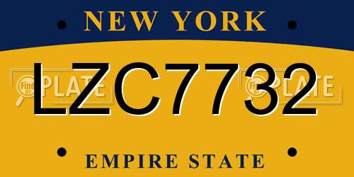 LZC7732 New York License Plate