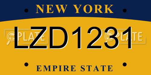 LZD1231 New York License Plate