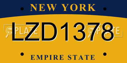 LZD1378 New York License Plate
