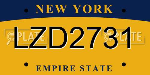 LZD2731 New York License Plate