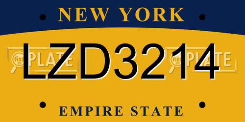 LZD3214 New York License Plate