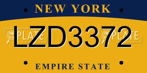 LZD3372 New York License Plate