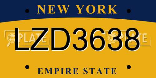 LZD3638 New York License Plate