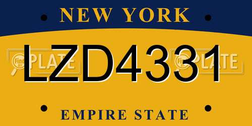 LZD4331 New York License Plate