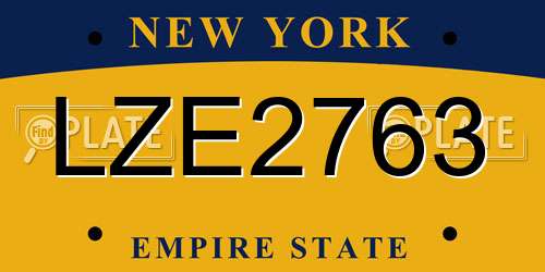 LZE2763 New York License Plate