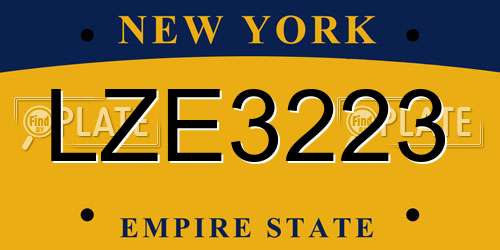 LZE3223 New York License Plate