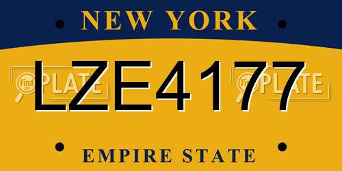 LZE4177 New York License Plate