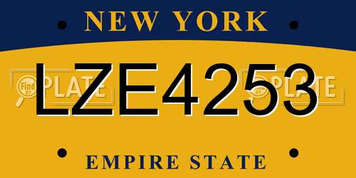 LZE4253 New York License Plate