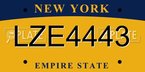 LZE4443 New York License Plate