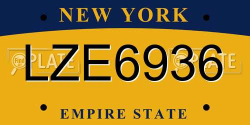 LZE6936 New York License Plate