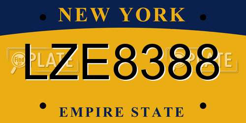 LZE8388 New York License Plate