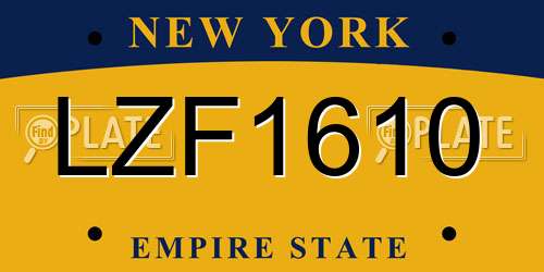 LZF1610 New York License Plate