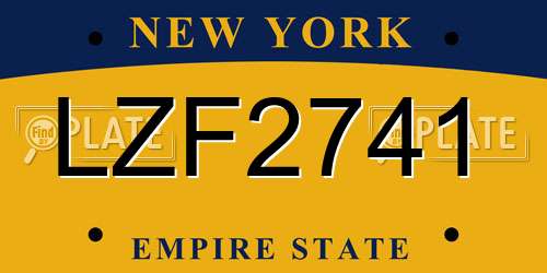 LZF2741 New York License Plate