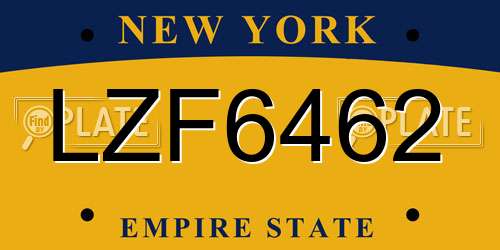 LZF6462 New York License Plate