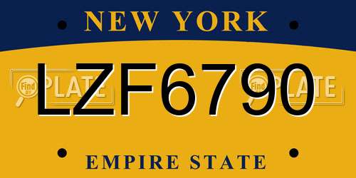 LZF6790 New York License Plate