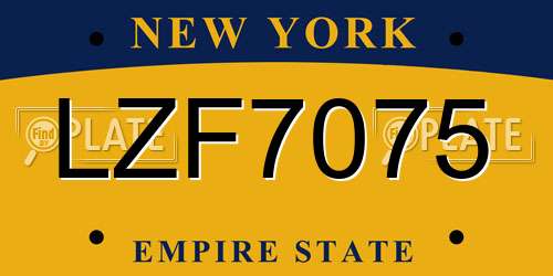 LZF7075 New York License Plate