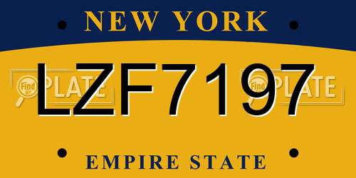 LZF7197 New York License Plate