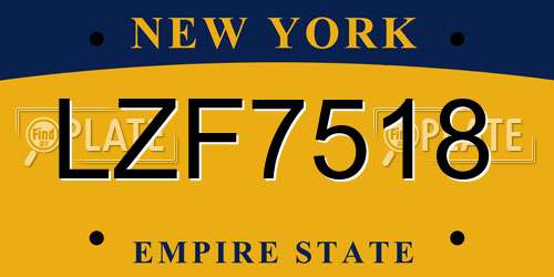 LZF7518 New York License Plate