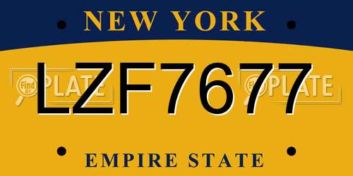 LZF7677 New York License Plate
