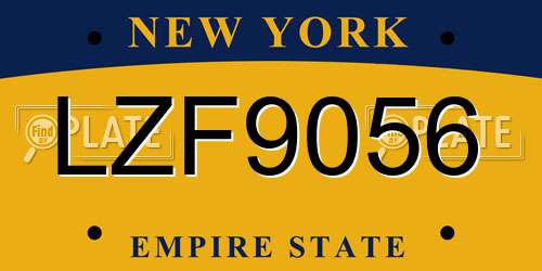 LZF9056 New York License Plate