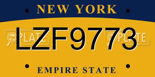 LZF9773 New York License Plate