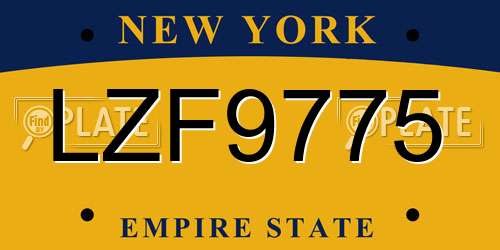 LZF9775 New York License Plate