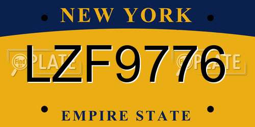 LZF9776 New York License Plate