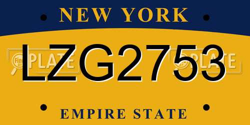LZG2753 New York License Plate