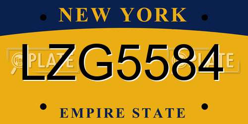 LZG5584 New York License Plate