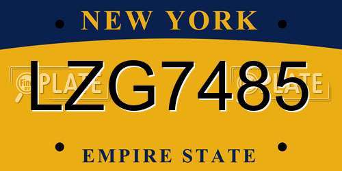 LZG7485 New York License Plate