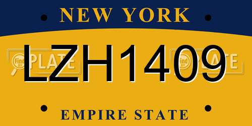 LZH1409 New York License Plate