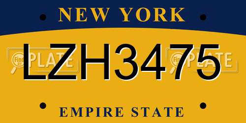 LZH3475 New York License Plate