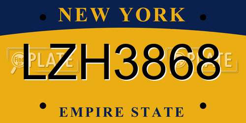 LZH3868 New York License Plate