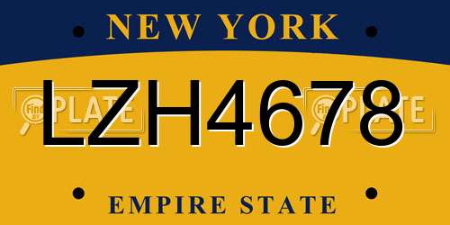 LZH4678 New York License Plate