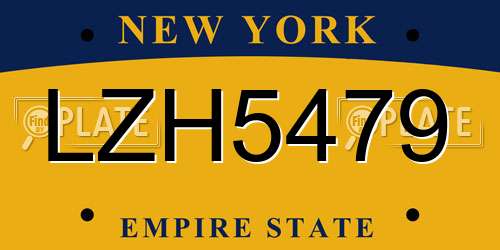LZH5479 New York License Plate