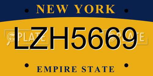 LZH5669 New York License Plate