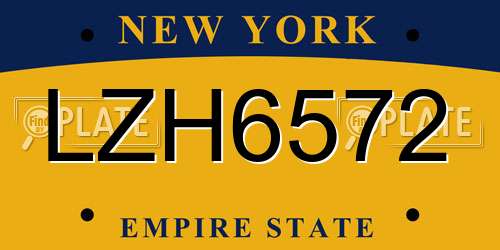 LZH6572 New York License Plate
