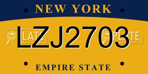 LZJ2703 New York License Plate