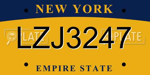LZJ3247 New York License Plate