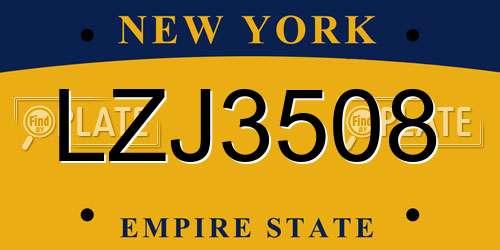LZJ3508 New York License Plate