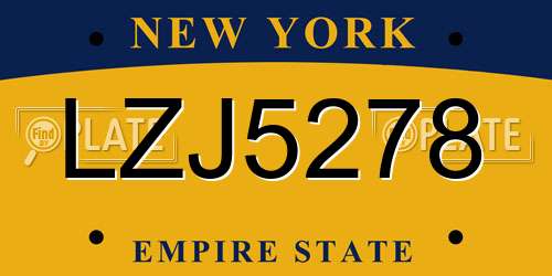 LZJ5278 New York License Plate