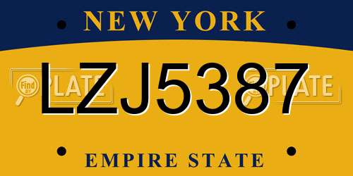 LZJ5387 New York License Plate