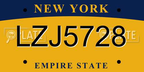 LZJ5728 New York License Plate
