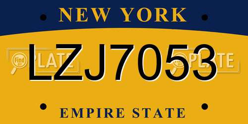 LZJ7053 New York License Plate