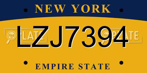 LZJ7394 New York License Plate