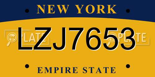 LZJ7653 New York License Plate