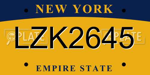 LZK2645 New York License Plate