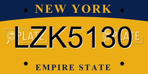 LZK5130 New York License Plate