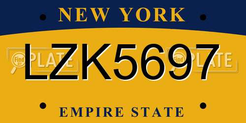 LZK5697 New York License Plate