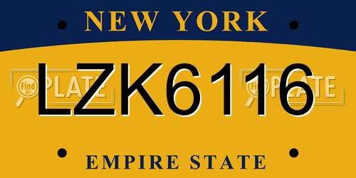 LZK6116 New York License Plate